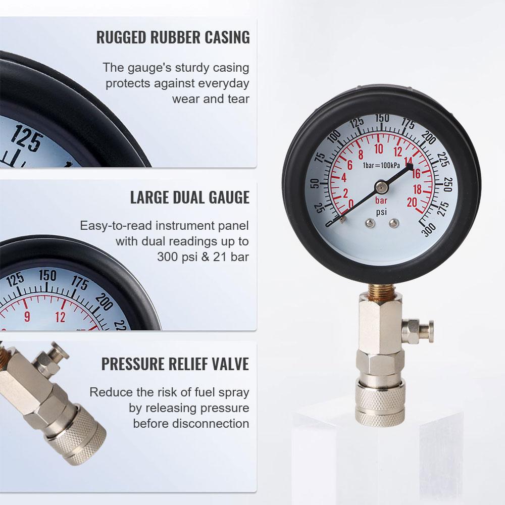 0-300 PSI с адаптером M10 M12 M14 M18 Набор для проверки цилиндров автомобиля Бензиновый двигатель Компрессометр Манометр