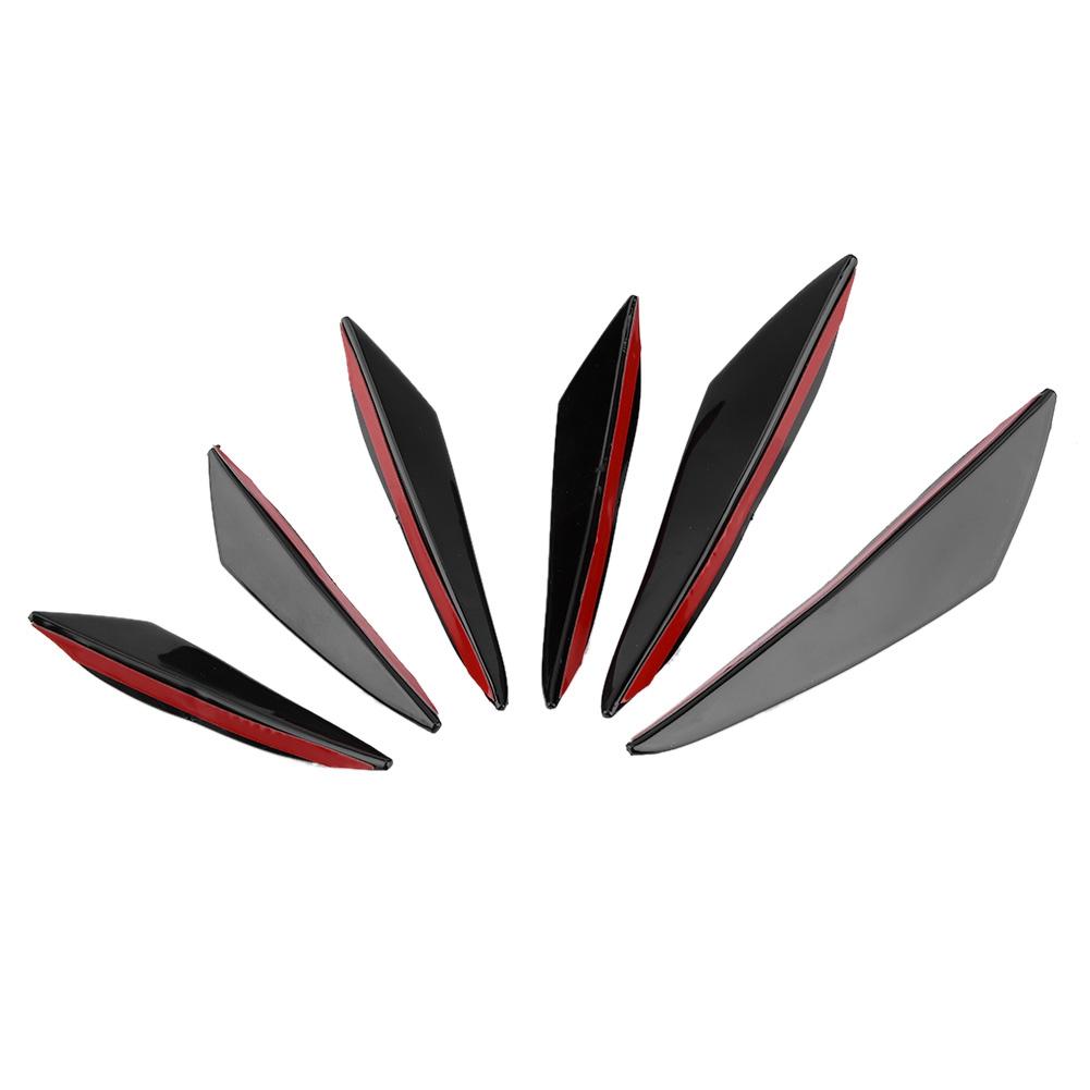 6Pcs Gloss Black Car Front Bumper Wind Knife Trims Front Bar Universal