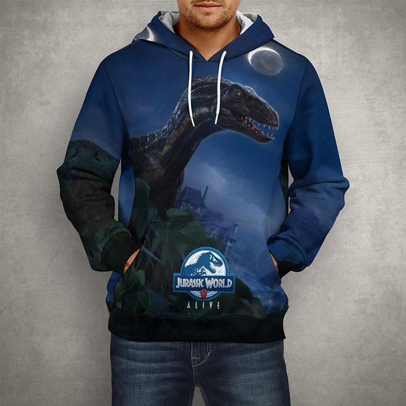 Осенние мужские толстовки с капюшоном, топы с парком Юрского периода, пуловер с 3D принтом, модная одежда, повседневные толстовки с изображением Мира Юрского периода, уличная одежда, пальто с динозавром