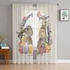 Easter Bunny Egg Flower Tulle Curtains for Living Room Bedroom Voile Sheer Curtain Window Home Decor Drapes