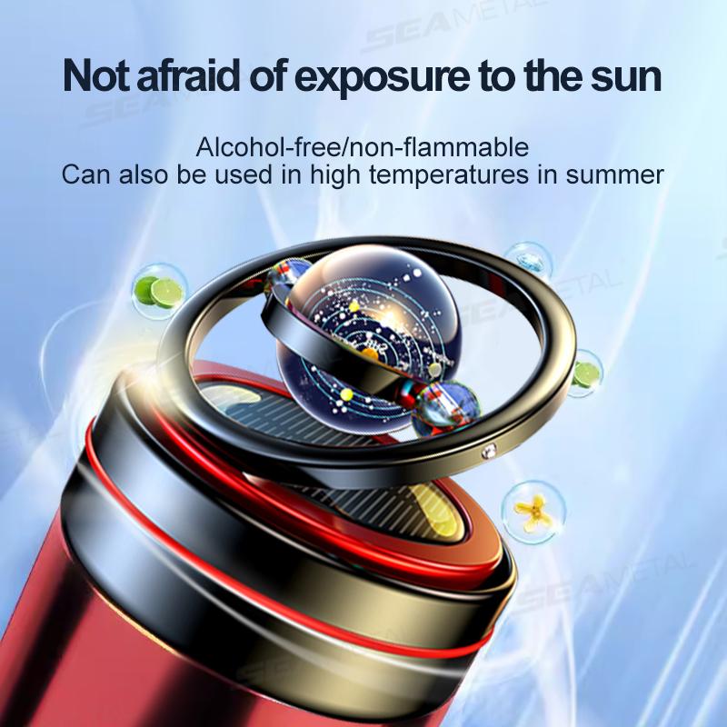 Solar Car Air Freshener Dashboard Fragrance Automatic Rotation Galactic Planets Essential Oil Diffuser Auto Ornaments