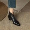2024 Лаконичные базовые женские ботильоны с острым носком, зрелая обувь, женская молния сзади, осень-зима, новые, из натуральной кожи, для офиса, для женщин