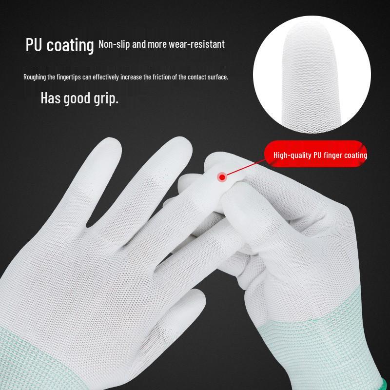 Ultra-Thin Nylon Breathable White Work Gloves - Skin-Friendly, Non-Slip, Elastic, Wear-Resistant.