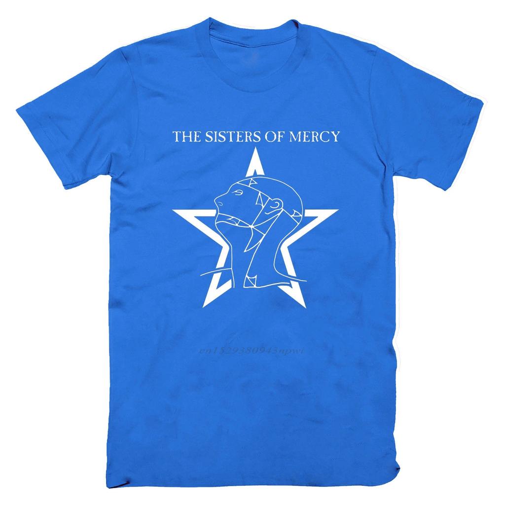 Футболка с блестящим принтом Sisters of Mercy, Хлопковая футболка с коротким рукавом, Винтажный стиль 80-х, Высококачественный модный трендовый топ