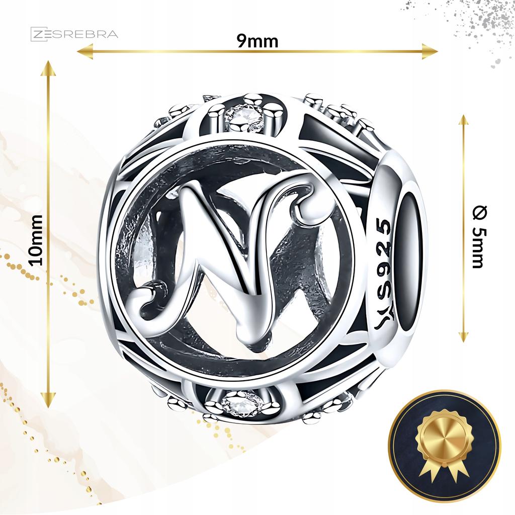 Charms Letter N 925 Bead Pendant S925 Zircons Openwork Letter