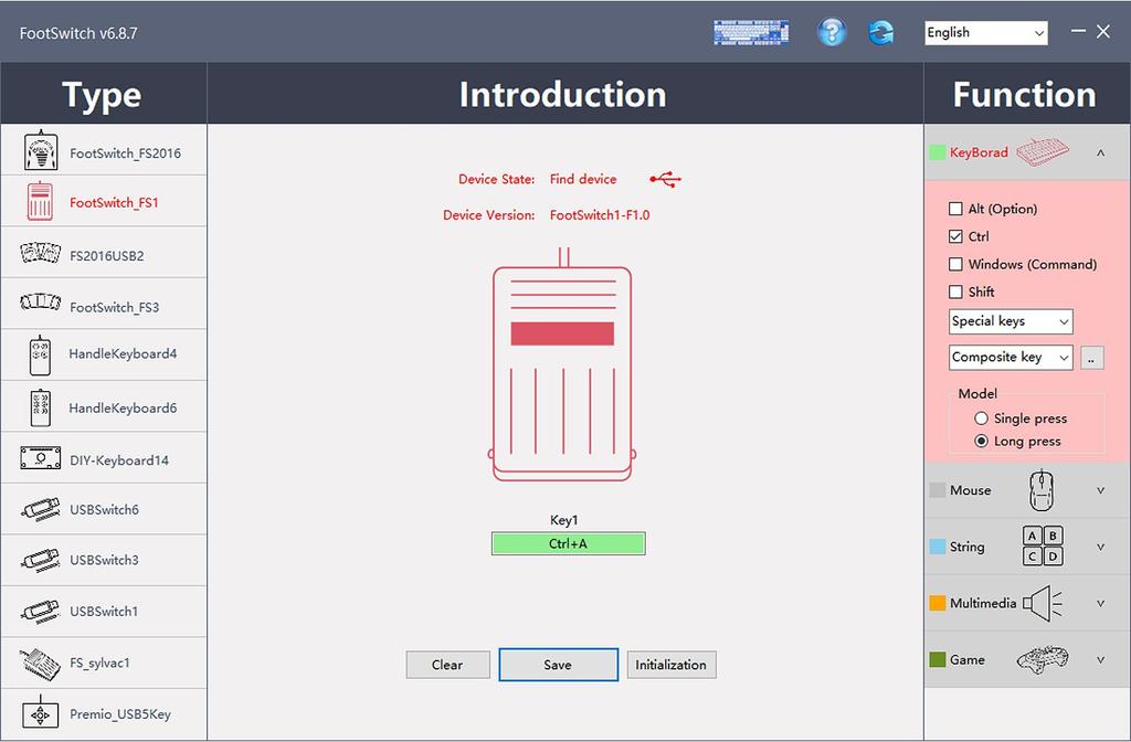 Root Earl Mechanical Switch Equipped with USB Foot Pedal Switch 1 Pedal Gray RI-FP1MG