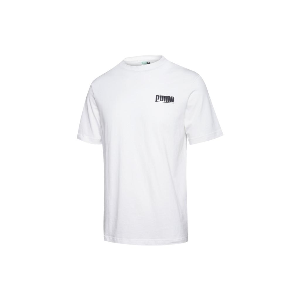 Puma Дышащая футболка с круглым вырезом и коротким рукавом с логотипом, мужские топы, белые 598488-52