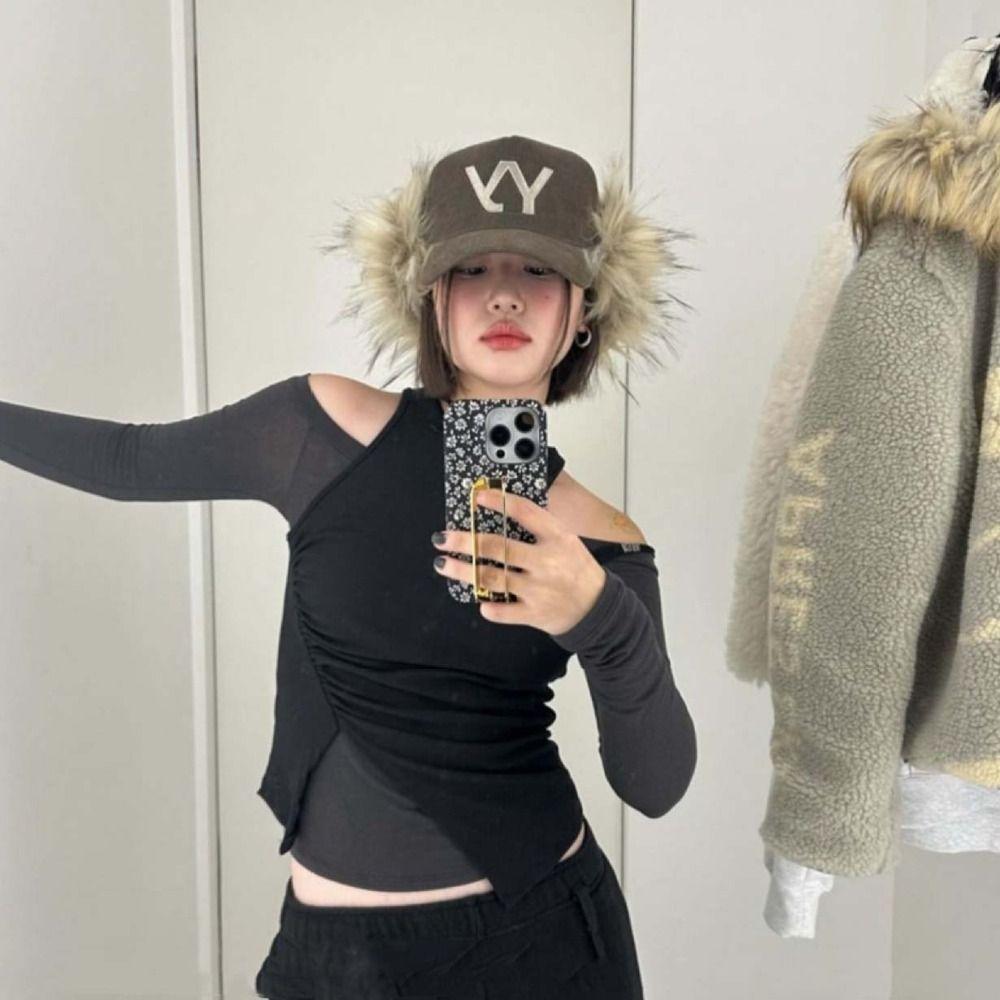 Вельветовая Бейсболка в Корейском Стиле Повседневная Кепка с Козырьком Y2k Ретро Бейсболка с Пером Ежедневная