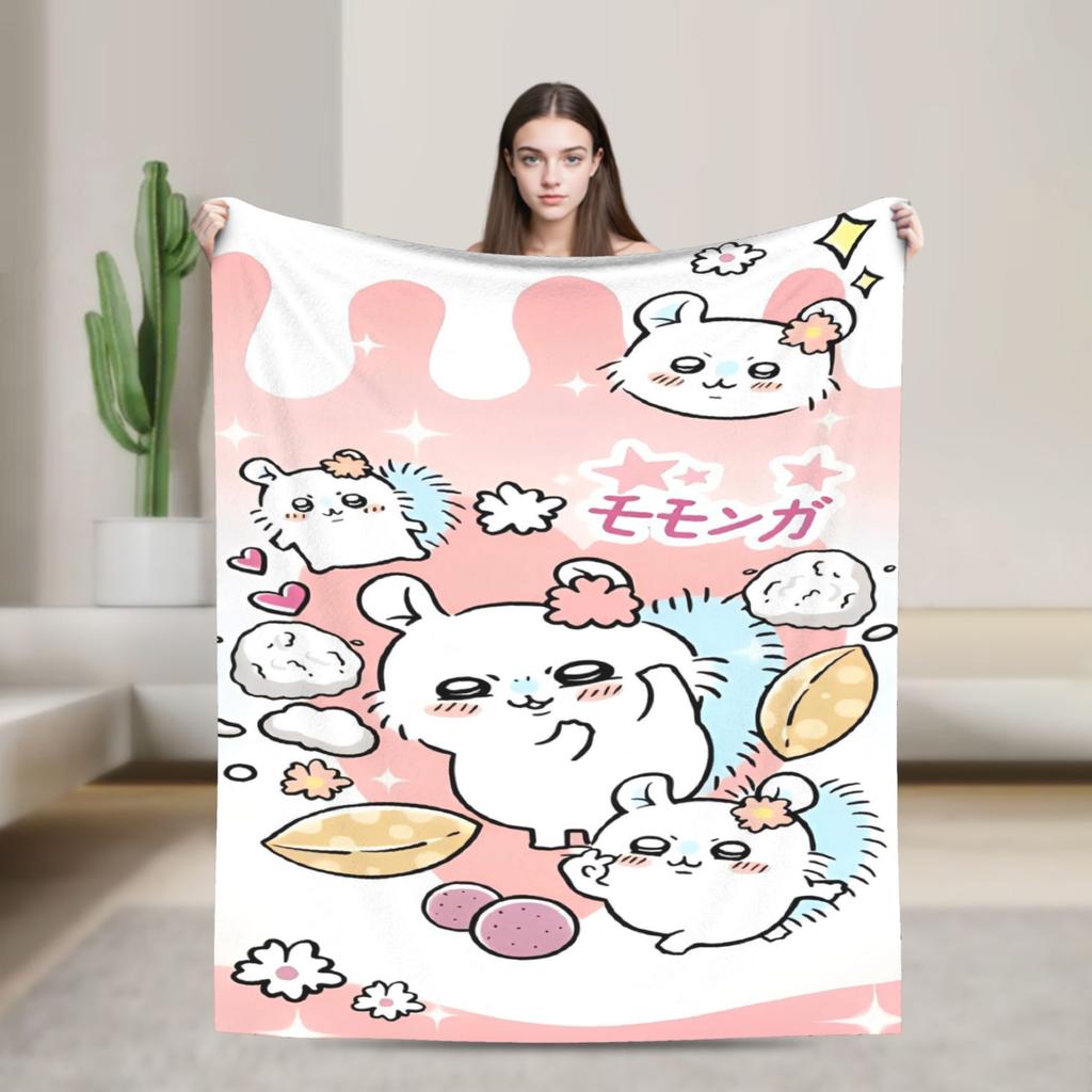 Chiikawa Toilet Blankets Fleece Awesome Soft Throw Blankets for Home Textile Decor
