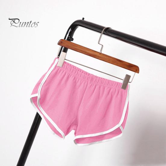 Женские спортивные шорты с эластичной талией, мини-шорты для йоги, однотонные суперкороткие брюки, легкие пляжные брюки, спортивные шорты