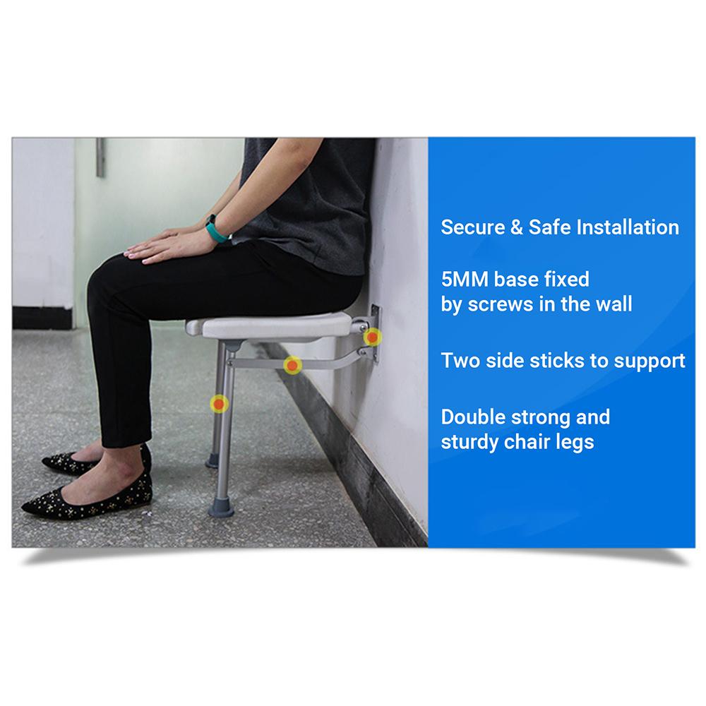 Складная скамейка для душа, откидное вкручивающееся сиденье для ванны, настенное крепление, стул для ванной комнаты, табурет с нескользящим покрытием