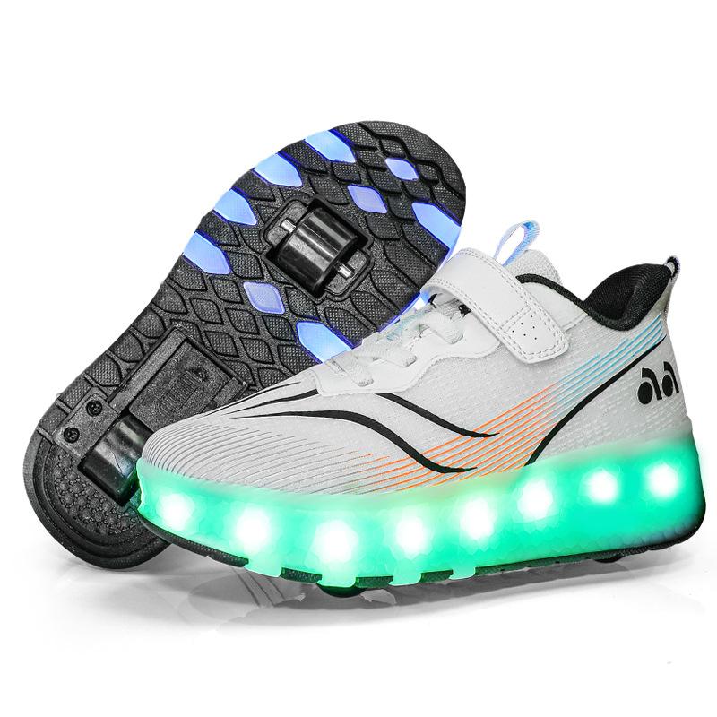 Самоходные роликовые коньки, четырехколесная студенческая версия с колесами, обувь, детские роликовые коньки, выдвижные двухколесные кроссовки на липучках