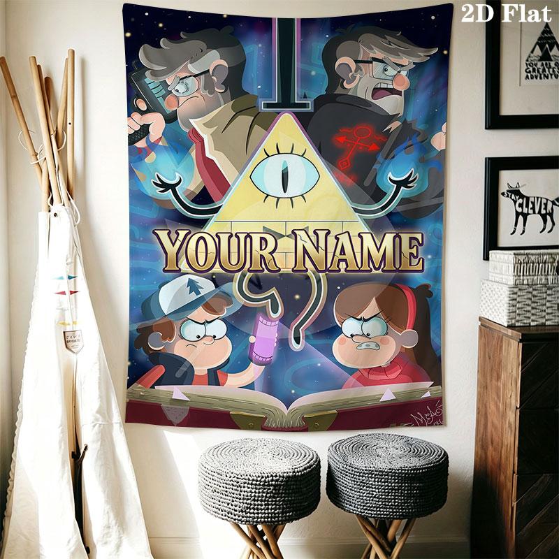 Custom Gravity Falls Wall Hanging Printed Fabric Blanket Decorative Tapestries for Bedroom Living Room Home Decor