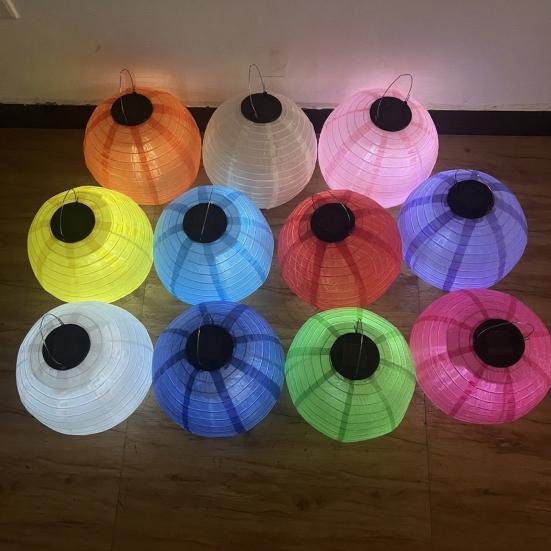 25/30СМ Складной Солнечный Фонарь с Ручкой IP44 Водонепроницаемый Наружный Садовый Подвесной Китайский Традиционный Декоративный Светодиодный Тканевый Фонарь