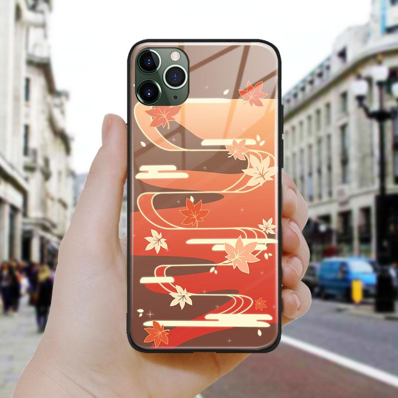 Kazuha leaf art Genshin Imapct Silicone Glass Phone Case Cover Shell For IPhone 18 SE 6 6s 7 8 Plus X XR XS 11 12 Mini Pro Max