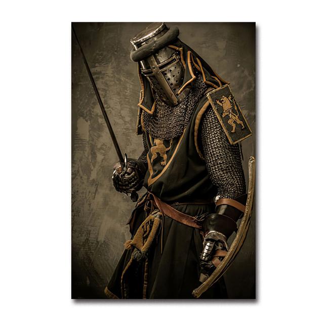 Европейский Рыцарь Плакат Украшение Картина Маслом Ретро Минимализм Средневековый Воин Спальня Гостиная Украшения Искусство