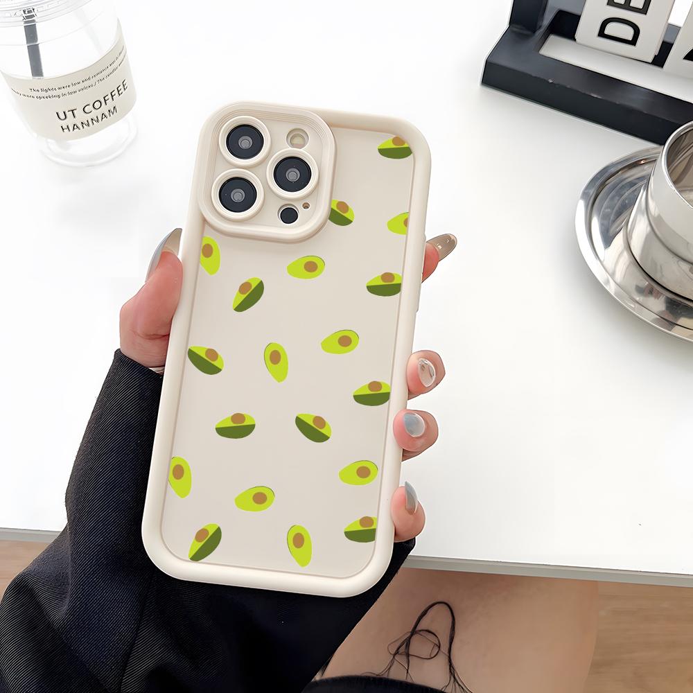 Мультяшный Милый Авокадо Чехол для Телефона Мягкий Силикон Для IPhone 17 16 15 14 13 12 Mini 11 Pro Max Plus Защитная Крышка для Объектива Камеры