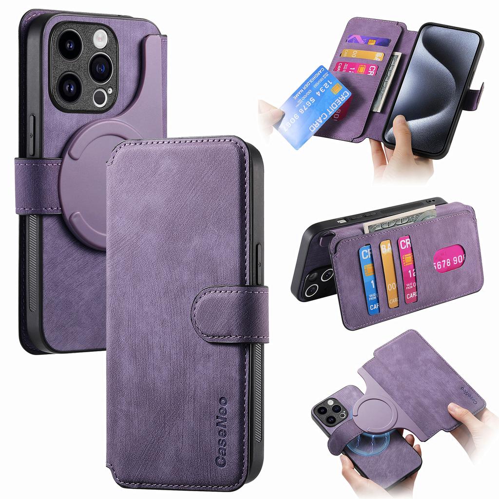 CASENEO MW-03 For iPhone 13 Pro Max Case with Detachable Wallet Leather+TPU Phone Cover