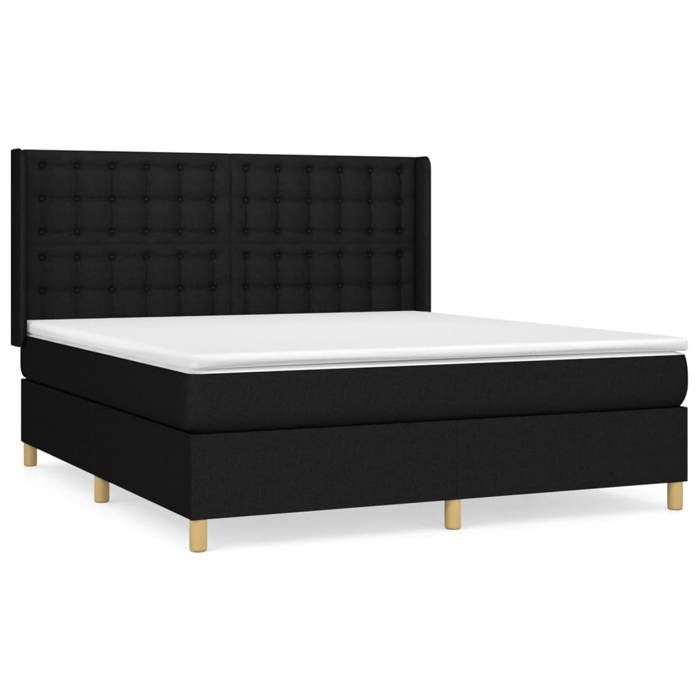 Maison Exclusive - Sommier à lattes de lit avec matelas Noir 160x200 cm Tissu