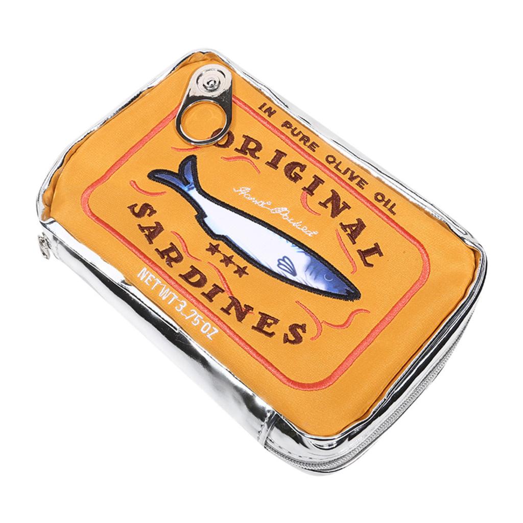 Funny Canned Sardines Makeup Bag for Lipstick Powder Hand Cream Creative Cosmetic Bag Travel Portable Zipper Bag