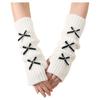 Thicken Y2K Fingerless Gloves Soft Knitted Sleeve Cover Fashion Bow Arm Warmers  Winter
