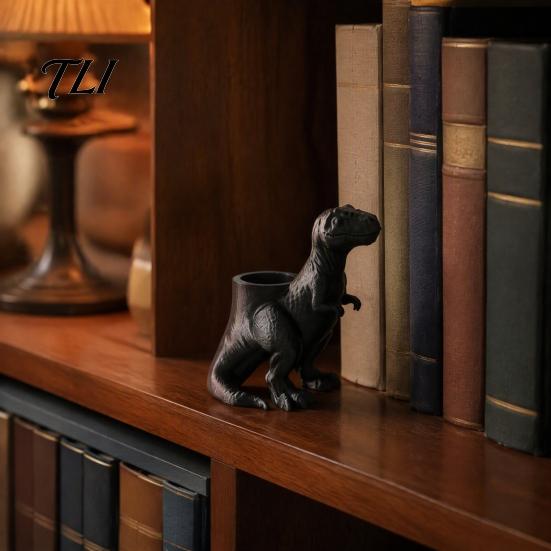Креативный подарок на день рождения для детей 3D-печатный горшок-плантатор Тираннозавр, Динозавр Суккуленты Цветок Матовый Черный Декоративная Статуэтка Держатель для Хранения Ручек