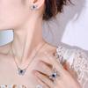 Осенне-зимний комплект украшений модные серьги-гвоздики бабочки ожерелье кольцо сапфир натуральный женский прозрачный