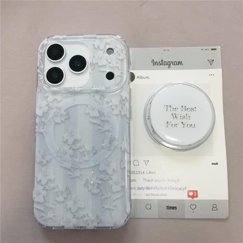 Элегантный магнитный чехол с цветочным узором для iPhone 17 Pro/16 Pro Max/15 Pro, двухслойный, защищенный от падений