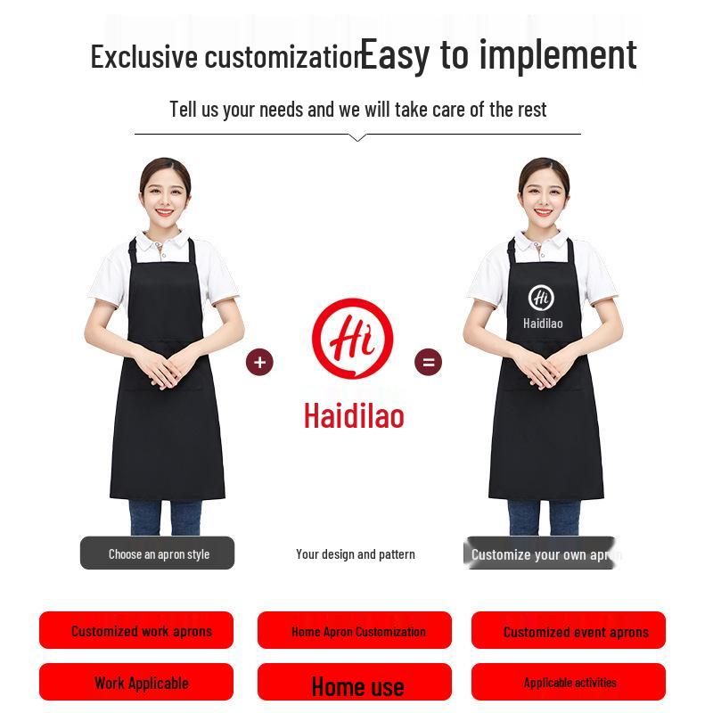 Водонепроницаемый фартук с логотипом на заказ для женщин - Модная кухонная и ресторанная униформа