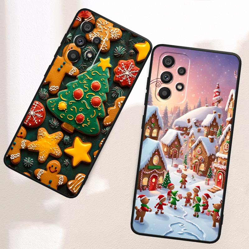 Дизайн подарочной коробки на Рождество Чехол для телефона для Samsung A41 A35 A34 A33 A32 A25 A24 A23 A21s A06 A05 A04 A03 Note 10 20 Ultra 5G Черный