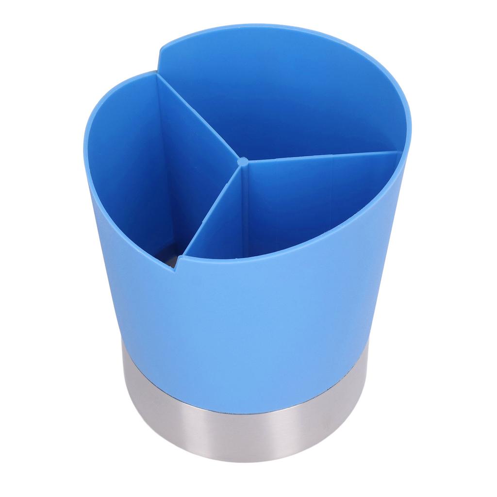 Straw Dispenser Blue Sturdy Durable 3 Compartments Stable Wide Application Straw Holder for Home