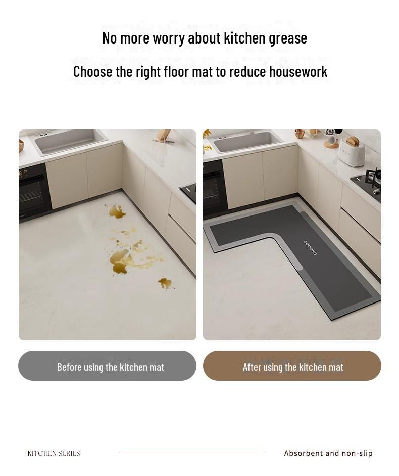 Кухонные коврики L-образной формы премиум-класса: грязеотталкивающая, простая в уходе, впитывающая, быстросохнущая диатомовая грязь для бытового использования.