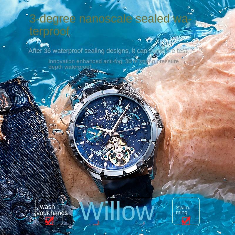 ONTHEEDGE Full Star Men's Business Watch Automatic Hollow Mechanical Watch Luminous Waterproof