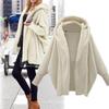 Winter Coat Hooded Thick Long Sleeves Cardigan Pure Color Keep Warm Soft Elastic Cuff Batwing Sleeves Lady Jacket for Office