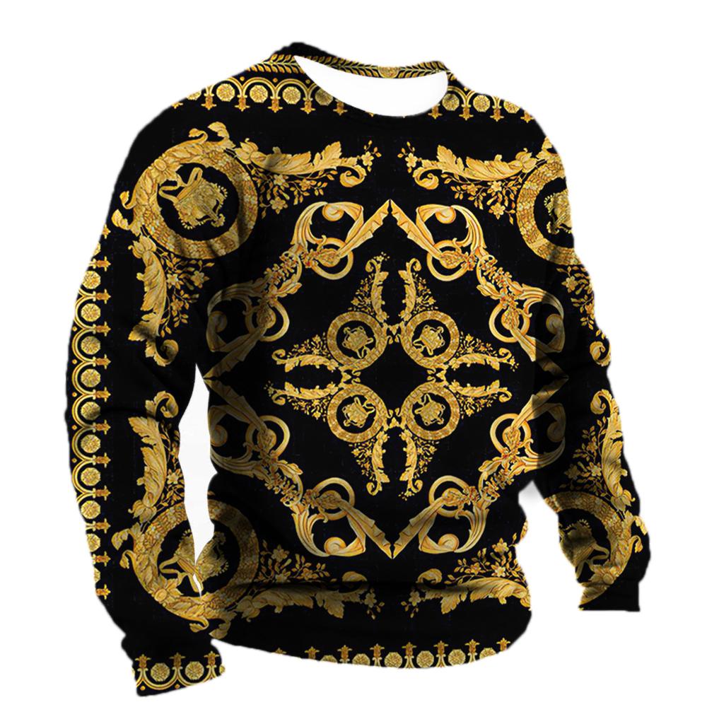 Роскошные социальные рубашки мужские хлопковые футболки футболки с барочной графикой модные 3d футболки уличные толстовки с круглым вырезом повседневная одежда