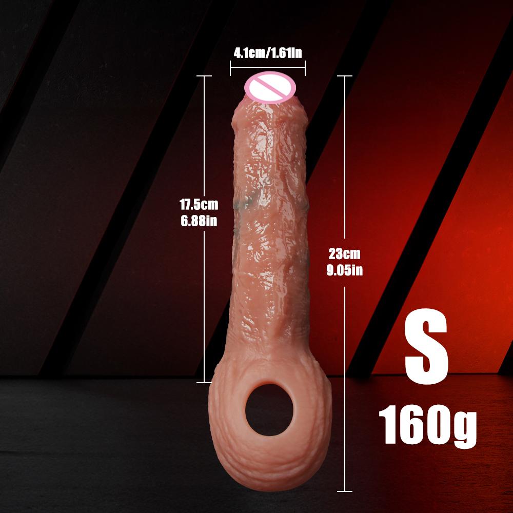 Кольцо на пенис Рукав для члена Увеличитель Экстендер для мужчин Реалистичный фаллоимитатор Кольцо для члена Блокировка спермы Тренажер для пениса Секс-игрушка