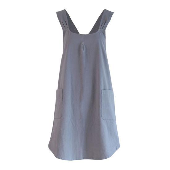 Хлопково-льняной фартук с перекрестной спинкой для женщин, мужчин, шеф-повара, японский стиль, сарафан с карманами для готовки, выпечки, садоводства