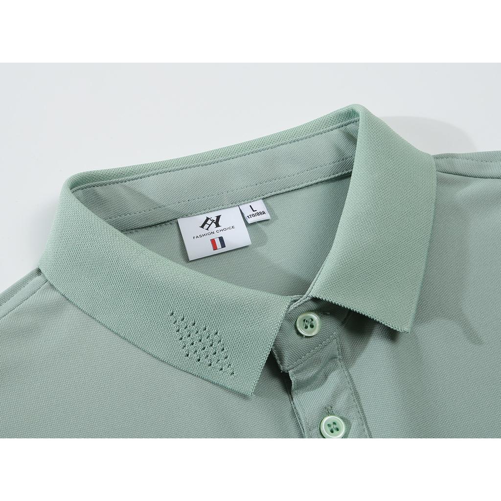 2024 Spring/Summer Men's New Moisture Wicking Quick Drying Solid Color Polo Shirt Embroidered Polo with Polo Collar