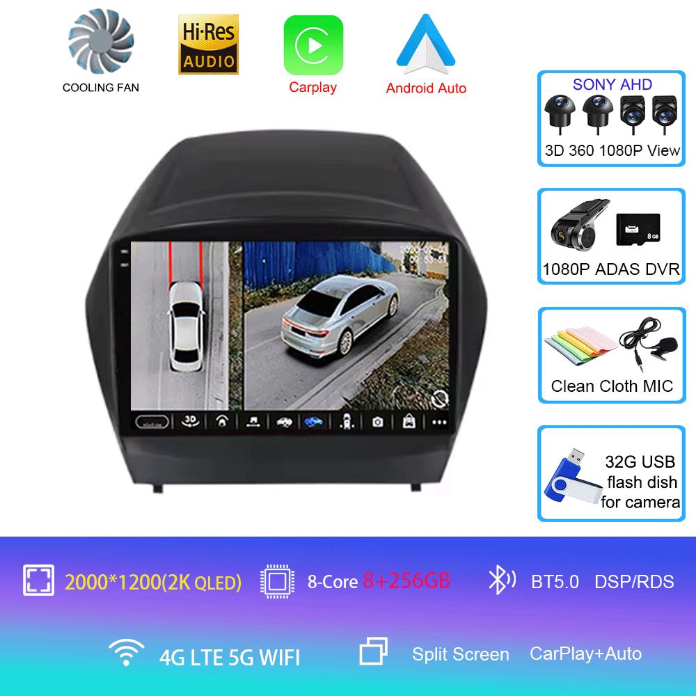 Для HYUNDAI TUCSON IX35 2012 2013 2014 2015 8Core 4G WIFI Android 14 Автомобильный мультимедийный стерео DVD-плеер Навигация GPS Радио