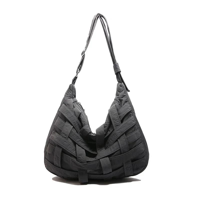 Сумка через плечо с индивидуальным нишевым дизайном, объемная сумка из полой ткани, большая вместимость для хранения вещей в дороге