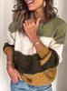 2024 Women's Casual Striped Long Sleeve Round Neck Sweater for Autumn and Winter