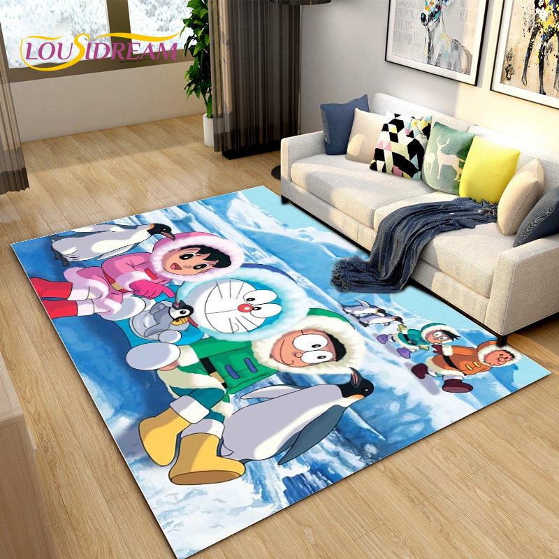 Doraemon Japanese Anime Cartoon Area Rug,Carpet Rug for Living Room Bedroom Sofa Doormat Decoration, Kid Play Non-slip Floor Mat
