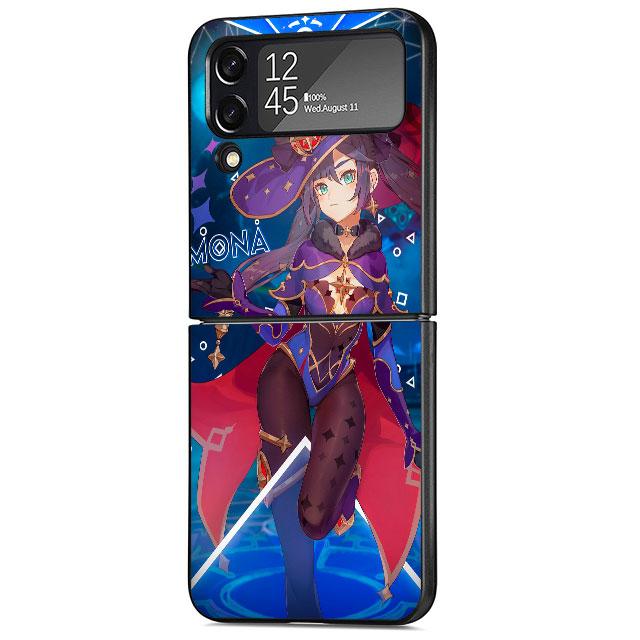 Чехол Genshin Impact Game для Samsung Galaxy Z Flip 4 Z Flip 3 5G ZFlip3 ZFlip Flip3 ZFlip4 zflip Защитная сумка Черный чехол