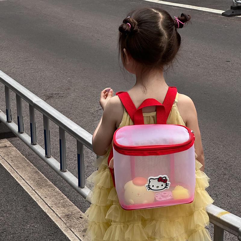 Прозрачный детский рюкзак с рисунком кошки Hello Kitty, из дышащего полиуретана, для детей детского сада