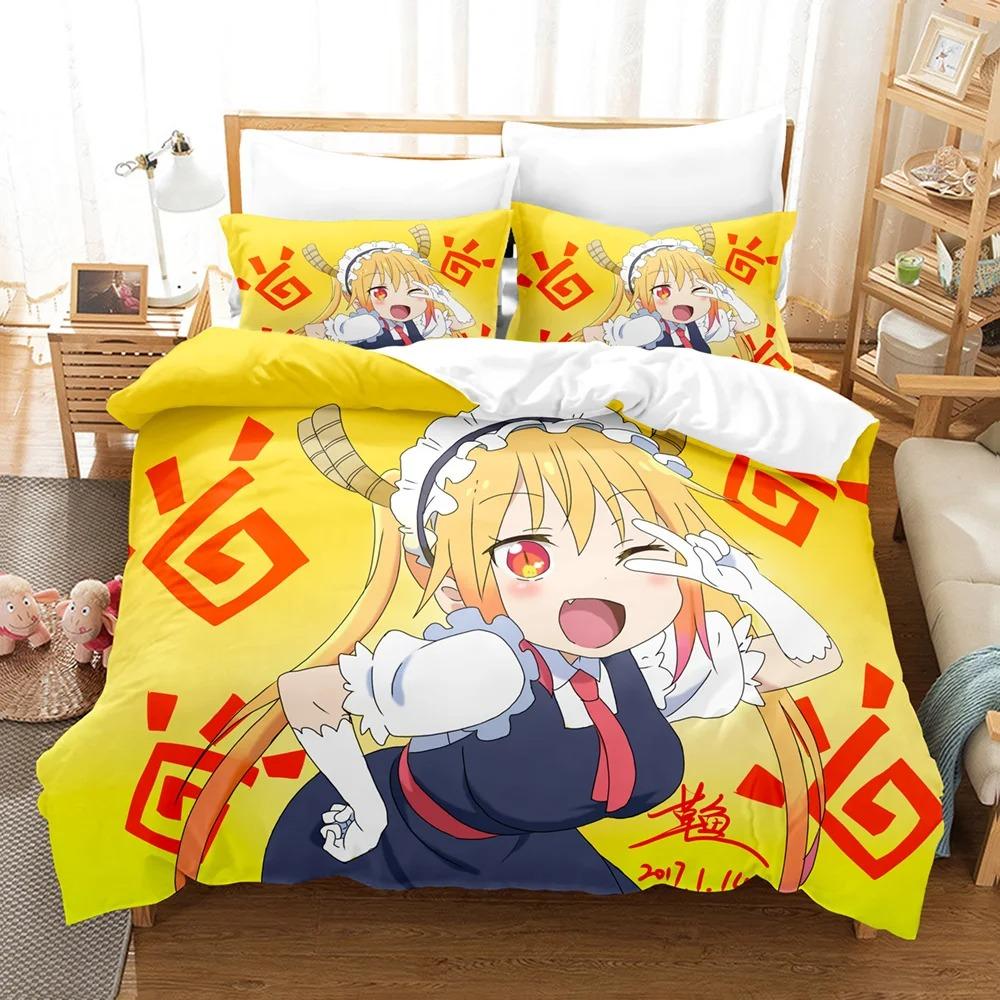 Anime The maid dragon of Kobayashi-san Bedding Set Boys Girls Twin Queen Size Duvet Cover Pillowcase Bed Kids Adult Home Textile