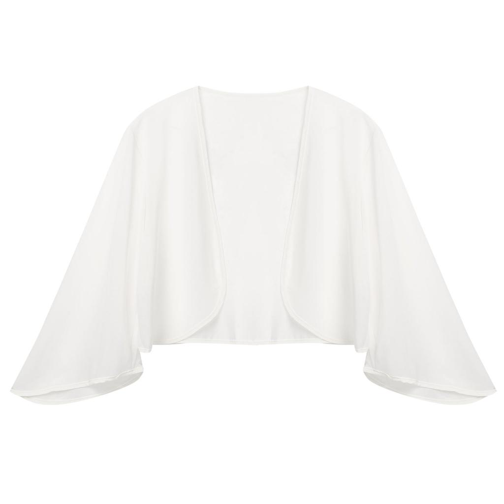 Womens 3/4 Sleeve Chiffon Cardigan Bolero Elegant Summer Ladies Wedding Wraps Shrug Bridal Shawl Evening Cover Up