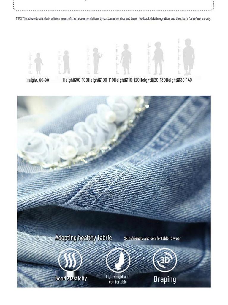 Джинсовая куртка с бантом для девочек на весну/осень – Модный корейский стиль для детей