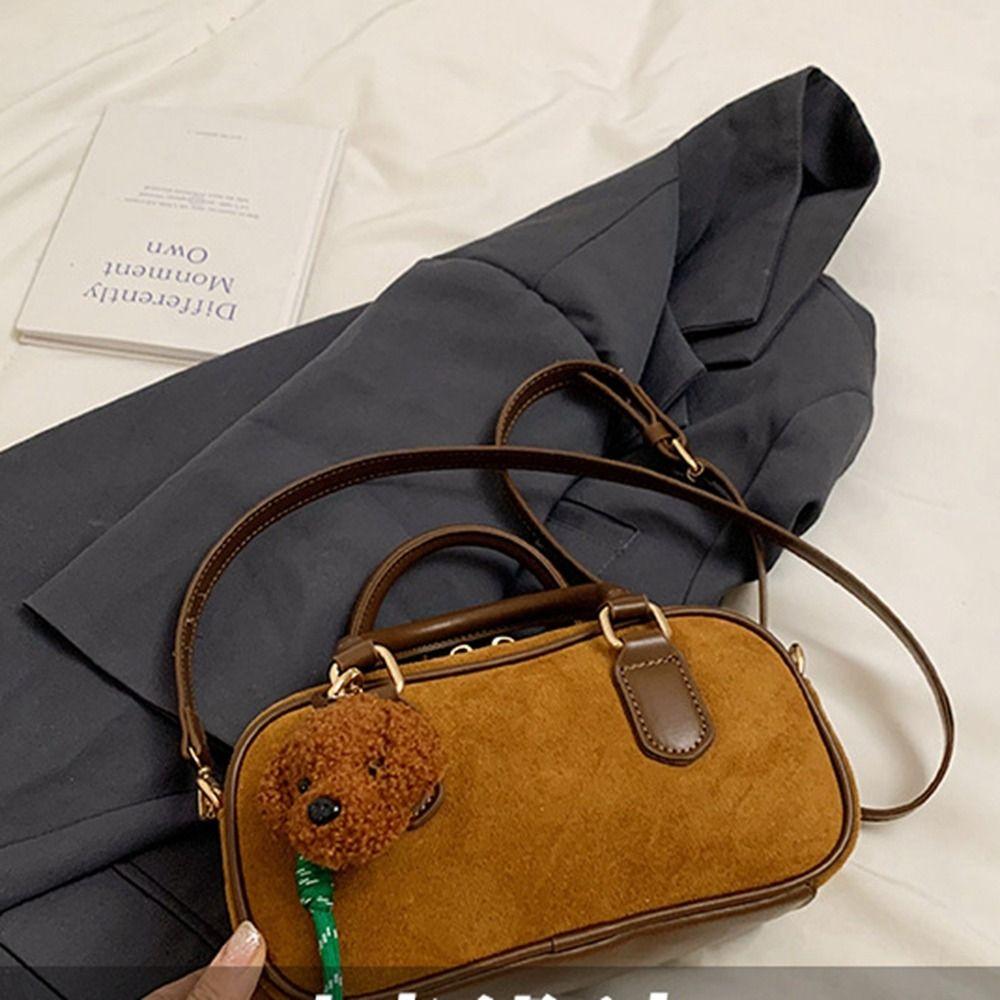 PU Leather Boston Bag Handbag Small Square Bag Portable Shoulder Bag Streetwear