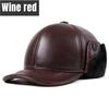 High Quality Genuine Leather Hats Winter First Layer Cowhide Warm Earmuffs Bomber Caps Plus Velvet Thicken Man Bone Caps Dad Hat