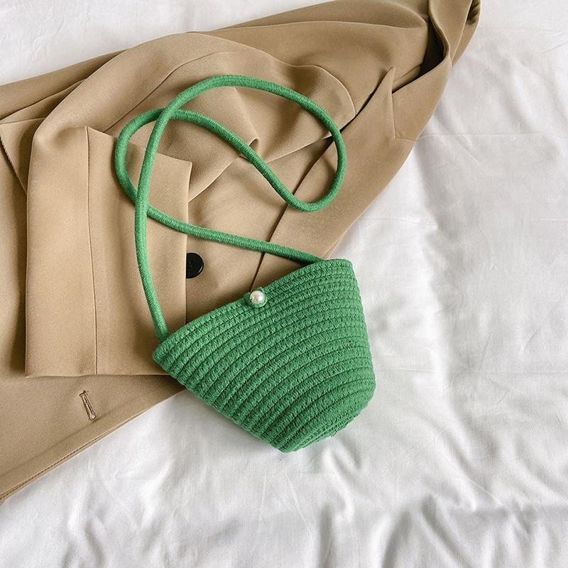 Повседневная хлопковая тканая женская сумка, маленькая плетеная летняя пляжная сумка Shell, женская дорожная сумка через плечо